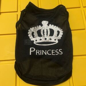 Black top with glitter on pattern for small dogs size medium. Not worn.
